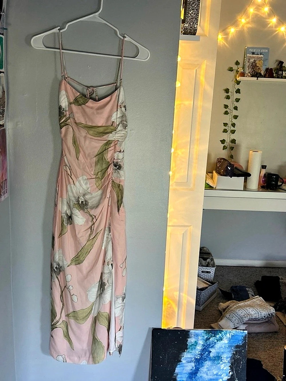 ZARA Floral Midi Dress in Pink & Green Size Medium NWT